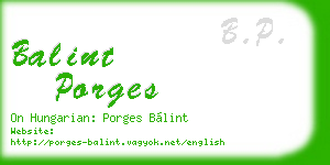 balint porges business card